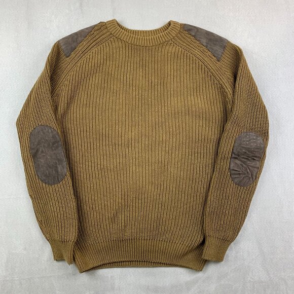 Paul James Mens Sweater Medium Brown Crewneck Long Sleeve Commando Chunky Ribbed - Picture 1 of 6